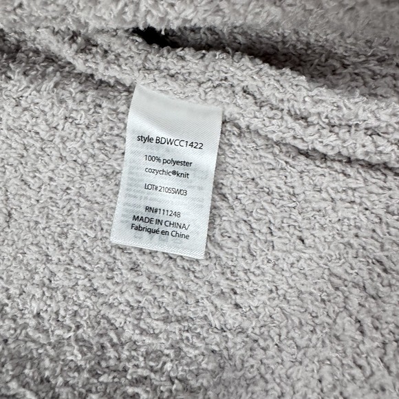 Barefoot Dreams Cozy Chic NEW Fringed Jacket Cardigan Sz M Oyster Gray Pockets - Picture 12 of 14